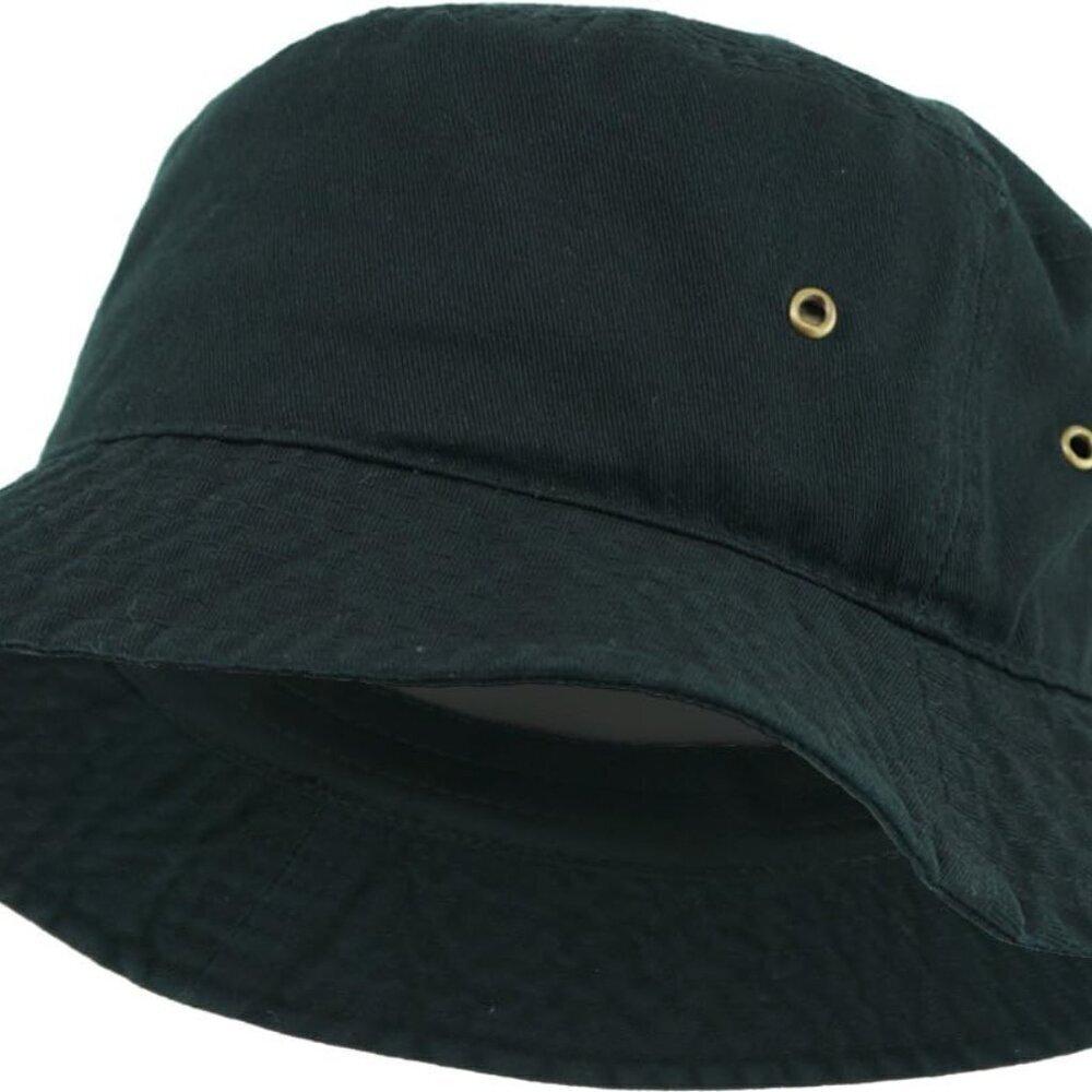Cotton Washed Bucket Hat Small-Medium Black Sun Protection Casual Style